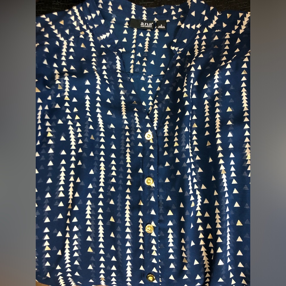 a.n.a. Blue Sheer Button-down Blouse Women’s XL